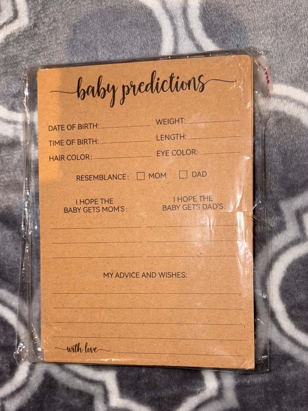Baby Predictions Cards - Kraft Brown Set